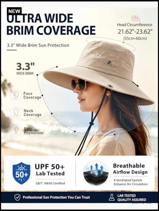 Waterproof Bucket Rain Hat UPF50+ Wide Brim Summer Sun Hat Foldable Floppy main image 6